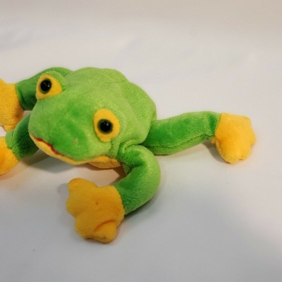 Ty Beanie Buddies Smoochy Green Yellow Frog Plush Toy Stuffed‎ Animal Retired - Picture 2 of 4